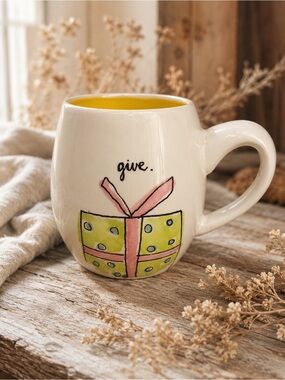 Rae Dunn Present “Give”‎ Mug Christmas Farmhouse Coffee Cup